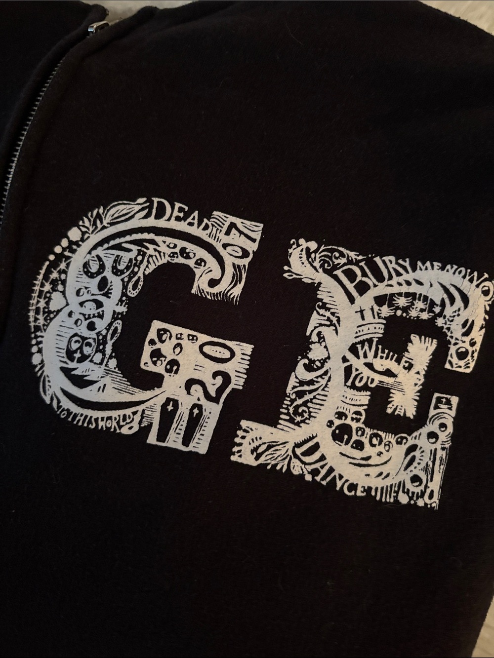 Black 'SAGE' Zip-Up Hoodie with White Graphic Letters 2007 - Picture 3 of 5